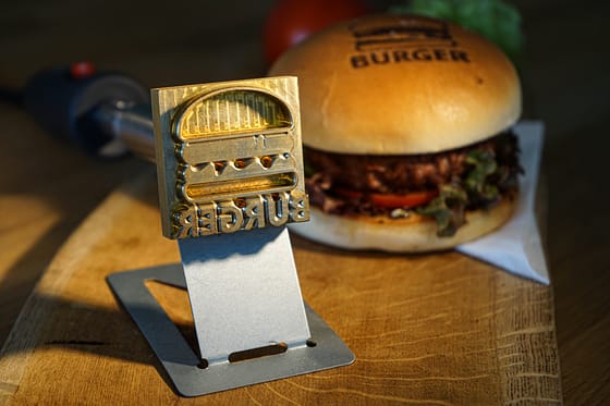 Branding iron with custom logo for restaurant food